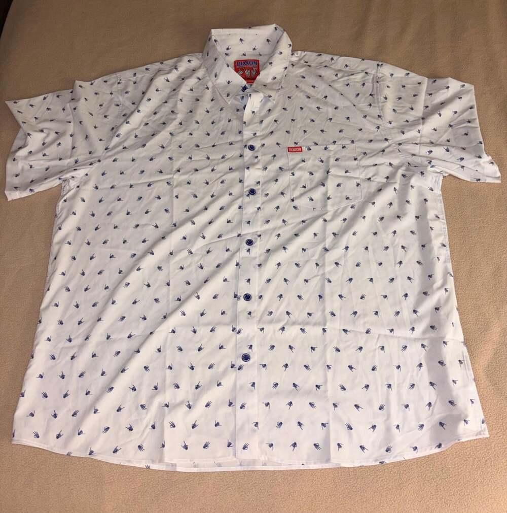 Dixxon Brolilingual Short Sleeve Button Down Party Shirt White 4XL
